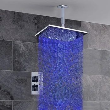 

doccia Ceiling Mount Thermostatic Shower Faucet 10" Rain Brass Shower Head -Free Shipping