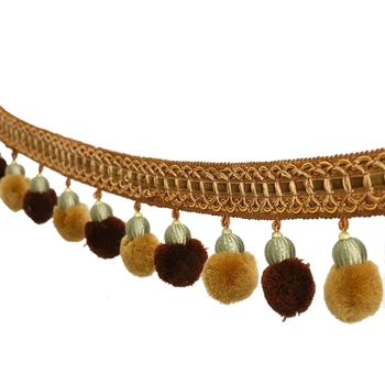 

New Arrival Curtain Lace Accessories Tassel Fringe Trim African Cord Lace Pompom Beads Ribbon For Drapery Sewing Zakka