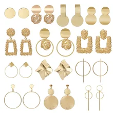 Винтажные серьги для женщин, девушек, золотые, серебряные геометрические массивные серьги, металлические Висячие серьги, модные ювелирные изделия