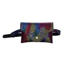 Сумки для женщин поясная сумка на пояс из искусственной кожи в стиле пэчворк с застежкой и пайетками, кожаная контрастная цветная сумка Rinonera Mujer