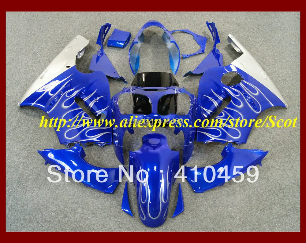 

2015 HOT!! White flames blue Fairing kit for KAWASAKI Ninja ZX12R 00 01 ZX 12R 2000 2001 ZX-12R Motorcycle Fairings body work