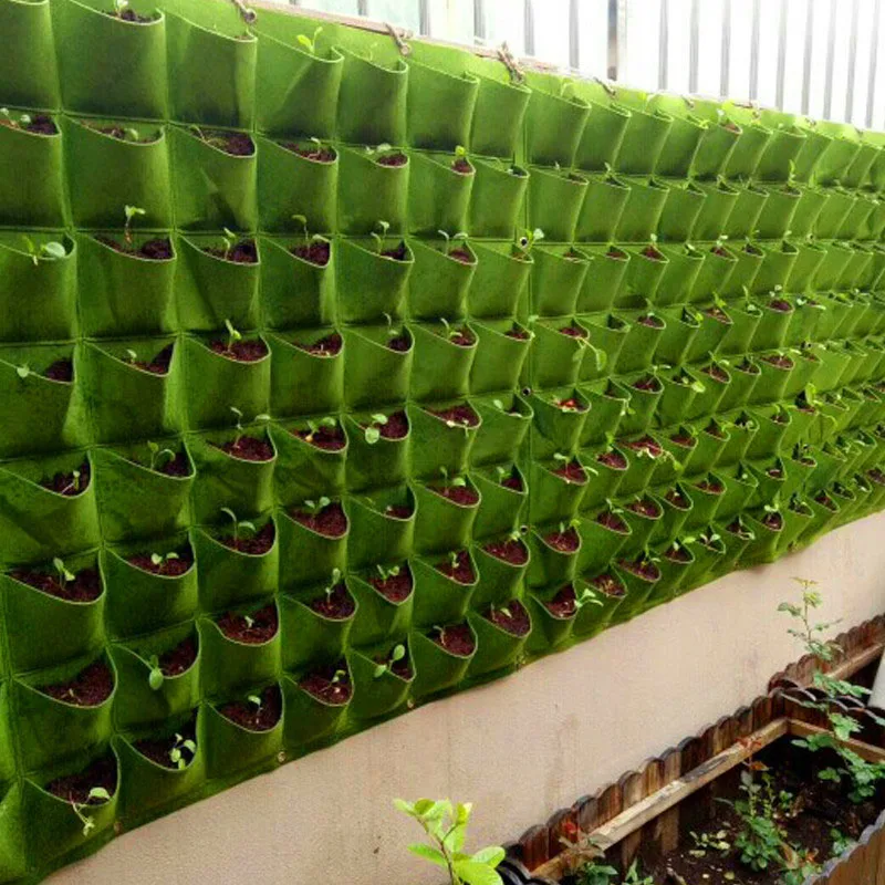 Вертикальная настенная сумка для выращивания, 64/72 карманов, зеленые посадочные сумки, садоводство, овощи, садовая сумка для рассады, товары для дома
