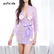 YUFEIDA модное сексуальное женское мягкое кружевное нижнее белье Babydoll, комплект из 3 предметов в 1, комплект прозрачной одежды для сна+ стринги