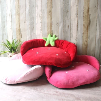 

New Red Strawberry Shape Cute Dog Sofa Pet Cat Kennel Washable Sleeping Bed Pet Cushion Pad Mat Cama Del Perro For Doggy Cat