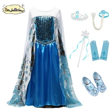 DAYLEBABY/весеннее платье принцессы Анны и Эльзы для девочек; Детский карнавальный костюм Снежной королевы с повязкой на голову; вечерние платья; Fantasia vestido infantis