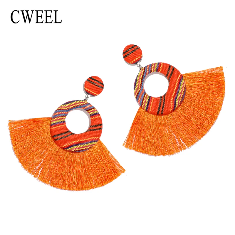 

CWEEL Tassel Earrings for Women Vintage Fashion Woman Earring 2019 Female Brincos Statement Boho Bohemian Earrings Tassels