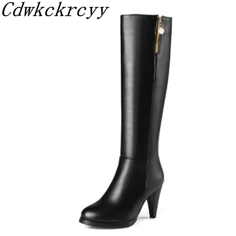 Women Boots Autumn and winter New style High-heeled Side zipper Boots Cashmere Keep warm fashion Women Boots plus size 34-45