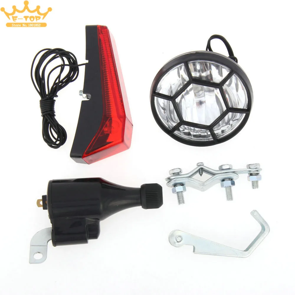 

Bicycle Dynamo Lights Set Bike Cycle Safety No Batteries Needed Headlight Rear Bicycle Lights