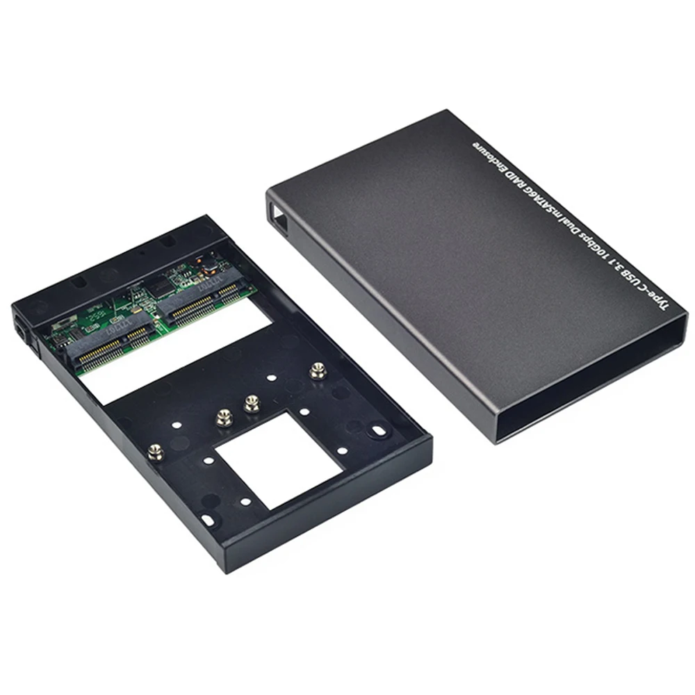 Портативный корпус для жесткого диска Type-C на mSATA 3 0 чехол SSD USB 1 Gen2 10 Гбит/с Dual RAID