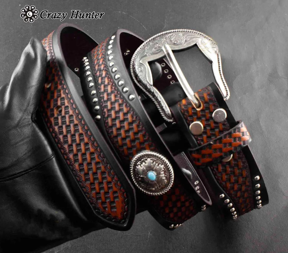 parallel virtueel Spijsverteringsorgaan Western Cowboy Vintage Biker Tooled Turquoise Lederen Riem Tailleband Voor  Mannen - AliExpress