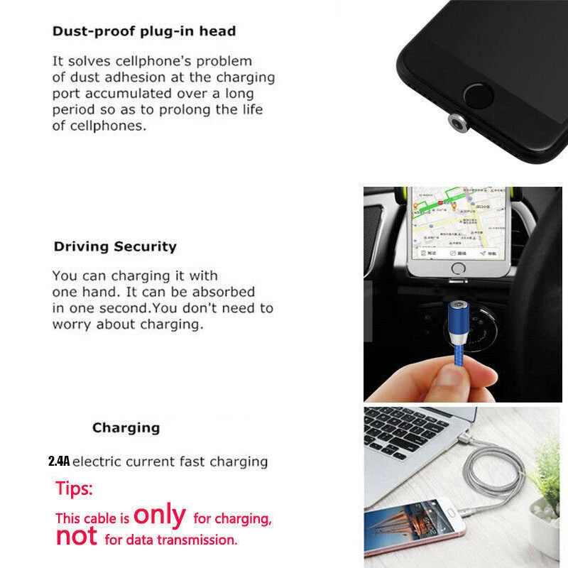 1 3 м Быстрая 360 градусов круглая оплетка Сильный магнитный Micro USB Type C IOS зарядный