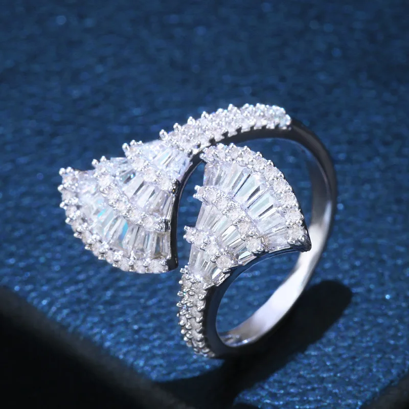 Personality Big Statement Rings For Women AAA Cubic Zirconia Fan Shaped