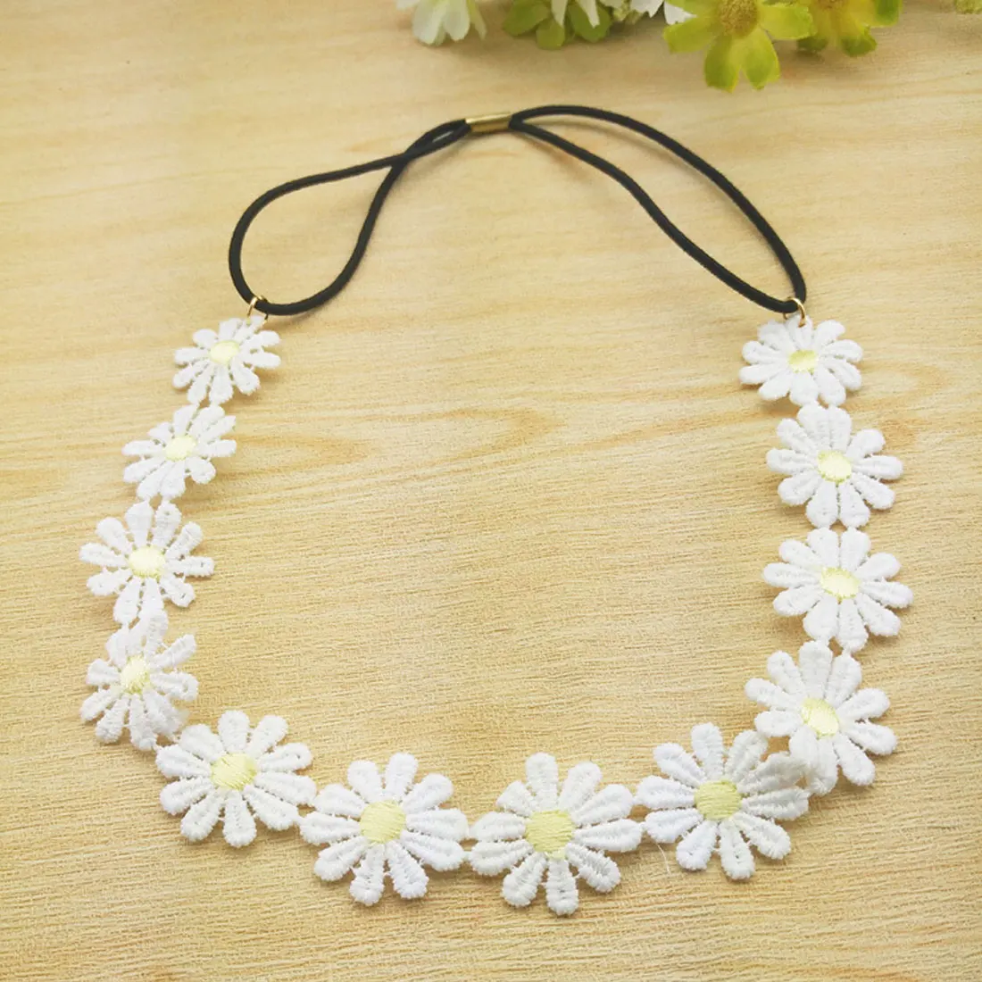 

Fashion Flower Headband Girls Elastic Hair Band Women Hair Accessories White Daisy Rims Head wear Chain Floral Hair Head Band