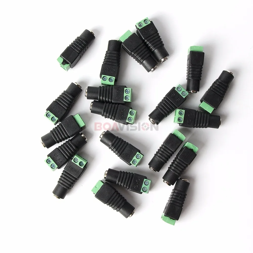 10pcs/lot Female DC Connector 5.5/2.1mm CCTV UTP DC Power Plug Adapter Cable DC/AC 2/Camera Video Balun
