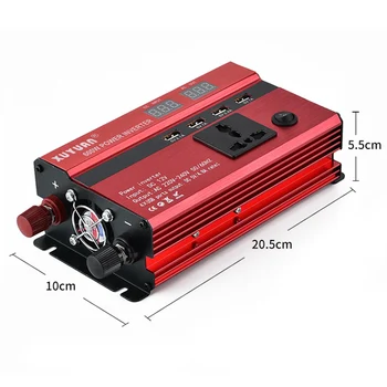 

600W Potable 50Hz Car LED Display Screen Power Inverter Converter DC 12V To AC 220V 4 USB Ports Charger XNC
