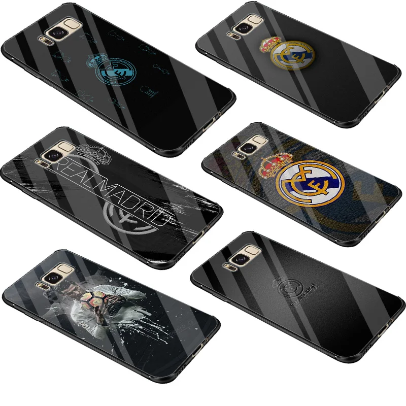 

Desxz Real Madrid Club Glass Case TPU For Samsung Galaxy Note 8 9 S10 S7 Edge S8 S9 Plus Cover Shell