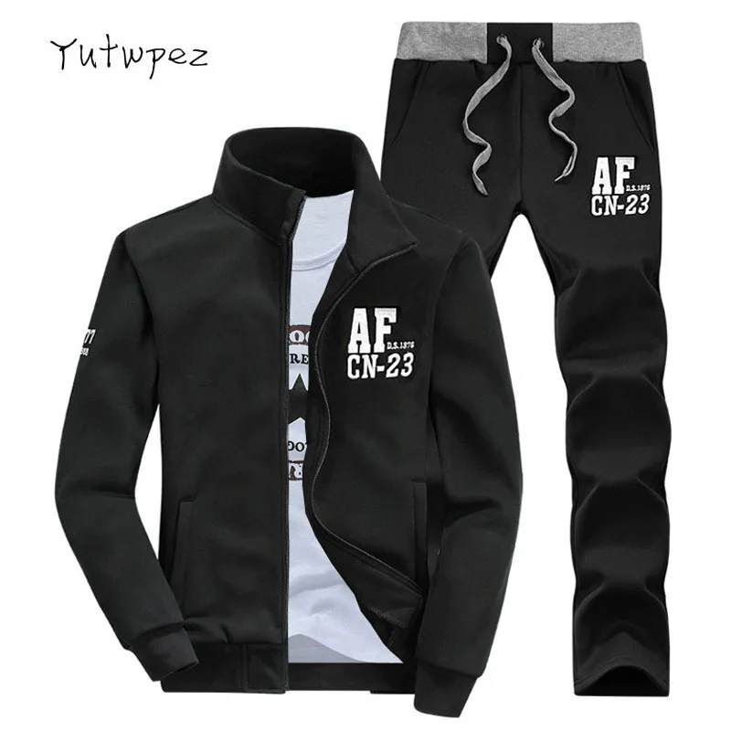 

Tracksuit Men Sweatshirts Slim Men Set Pants Suits Solid Casual Long Sleeved Male Clothing SweatSuit+Pants Men Sportswear 2019