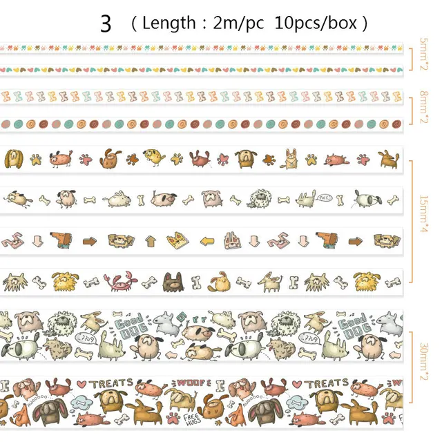 Mr Paper 26 Designs 10pcs/box Cute Cartoon Animals Washi Tapes Scrapbooking DIY Deco Creative Japanese Kawaii Masking Tapes 3