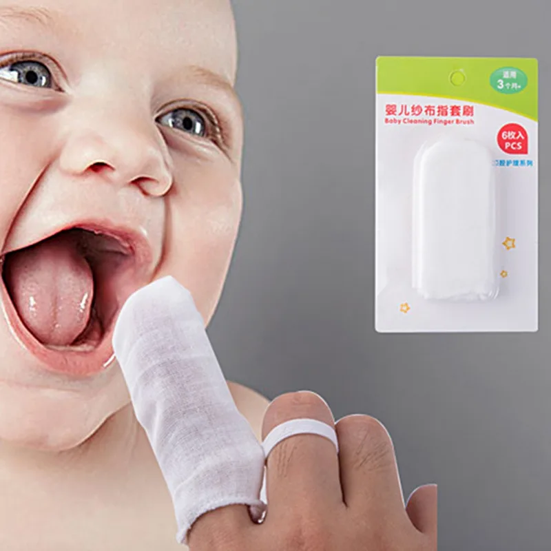6 шт. детский рот очищающие салфетки марли зуб Зубная щетка Детские очистка полости рта марли пальцевые щетки