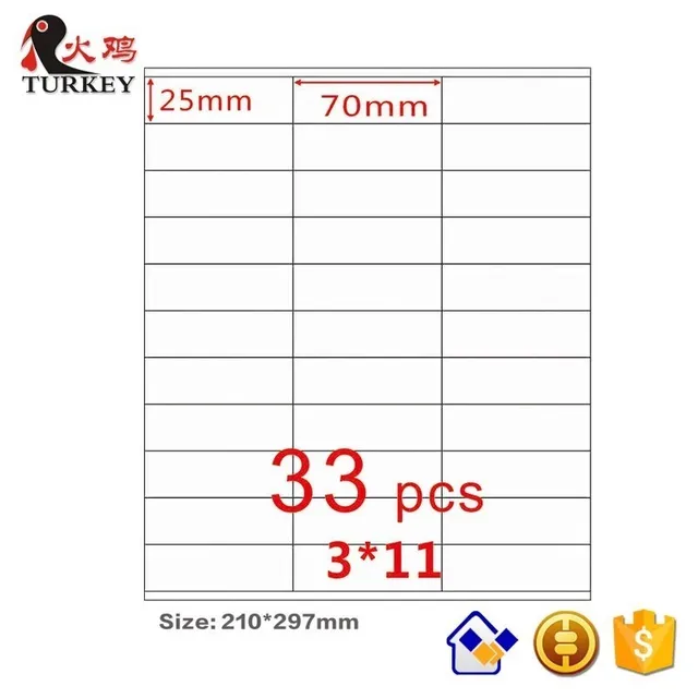 gl 34 a4 sticker 3x11 laser inkjet mailling stickers 50 sheets label sheets
