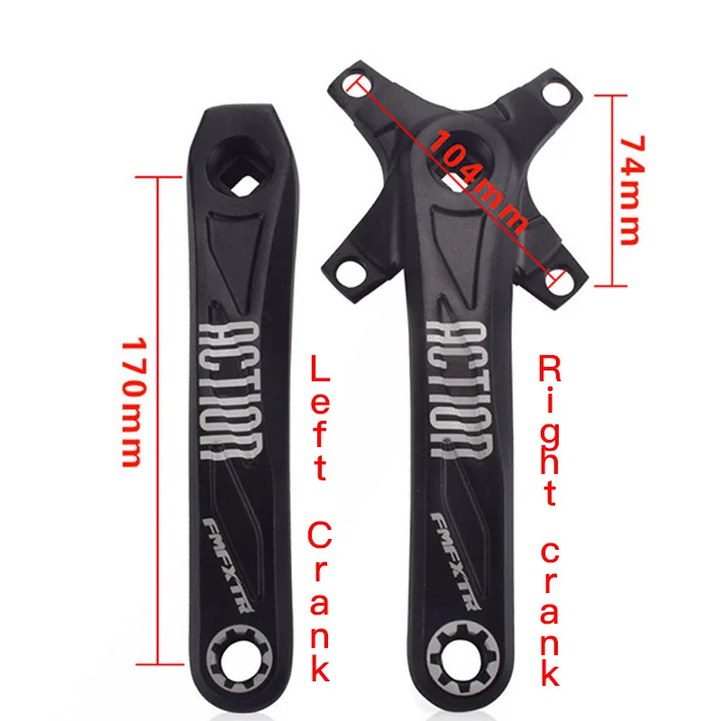 MTB дорожный велосипедный шатун 104 BCD алюминиевый сплав рукоятка для велосипеда горный велосипед левый и правый 170 мм квадратное отверстие Кривошип велосипеда запчасти