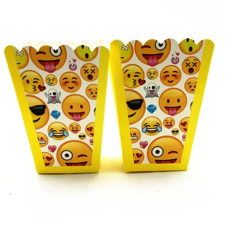 

6PCS/LOT EMOJI THEME POPCORN BOX KIDS BIRTHDAY PARTY SUPPLIES EMOJI POPCORN CASE CANDY BOX EMOJI POPCORN ACCESSORY