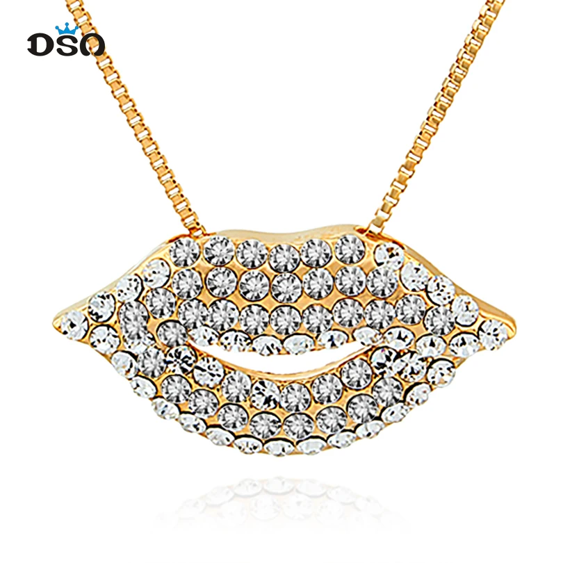 Gold Lips Kiss Necklace Sexy Lips Pendant Love Necklace Valentines Day
