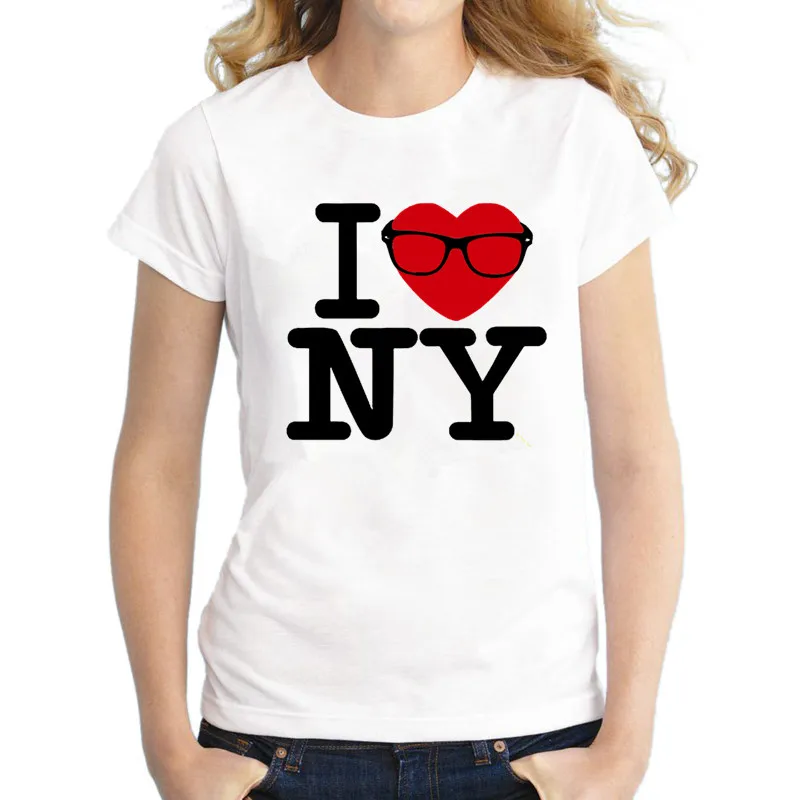 Tee Shirt Femme I Love New York Logo Women Cotton Tops Hipster Letters ...