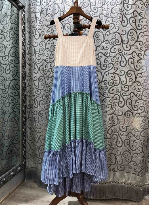

New Summer 2019 Women's Outer Shoulder Colour Mosaic Decorative Sling Dress 523