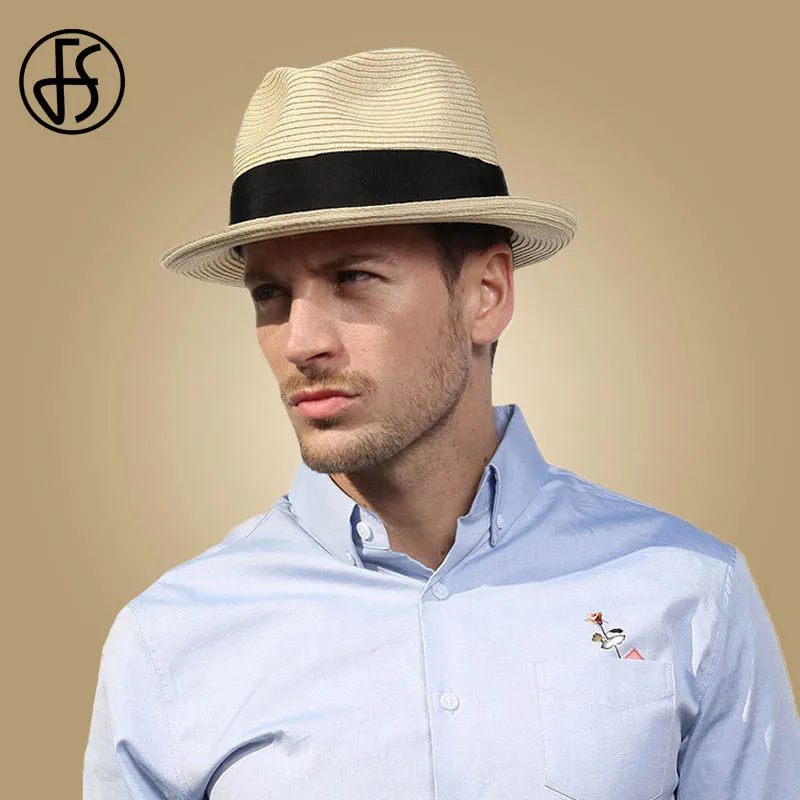 Summer Hat for Men Summer Beach Cap Sun Hat Men Panama Straw Male Trilby Fashion Sun Visor Cap