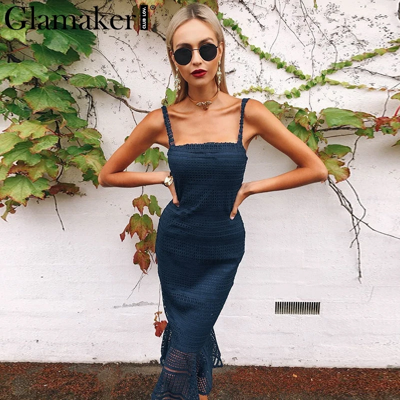 Женское кружевное платье бандо Glamaker длинное винтажное карандаш с оборками и