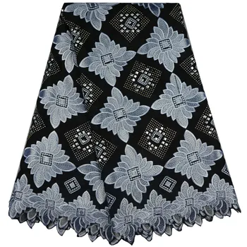 

New embroidery design africa dry lace fabric for girl 2017 swiss voile lace cotton fabric for wedding&party White Ana Black