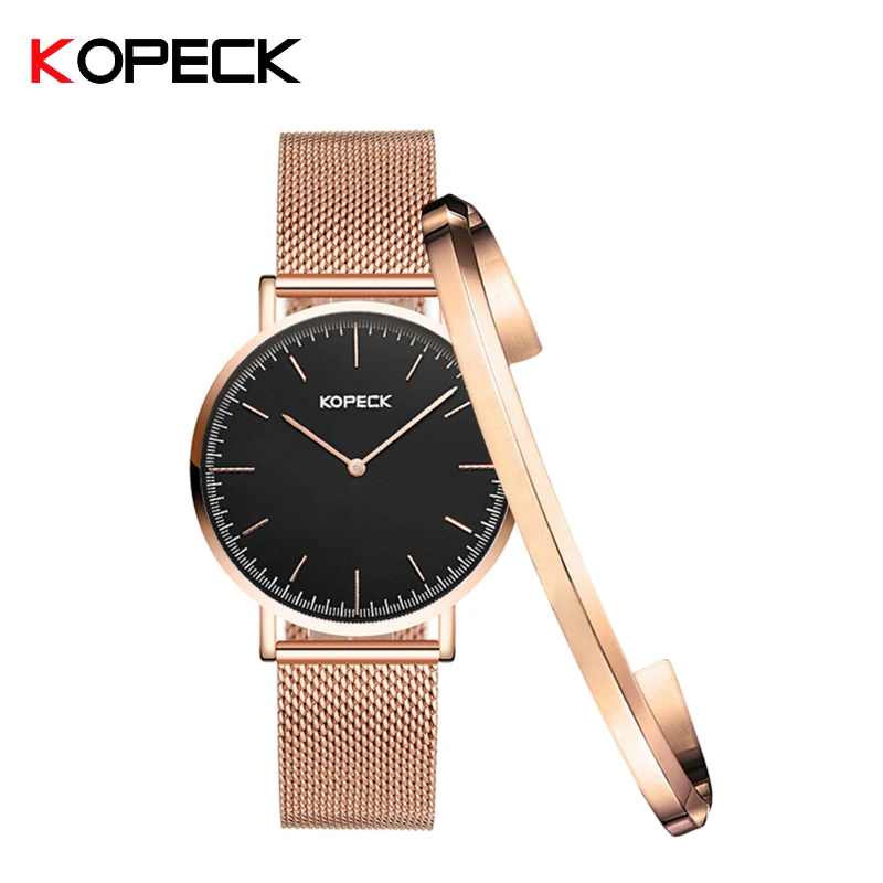 KOPECK Men's Waterproof Stainless Steel Leisure Gold Milan ...