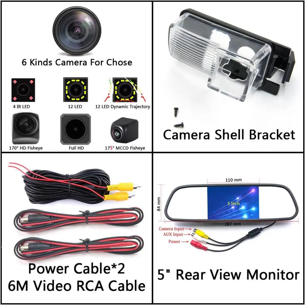 175 градусов 1080P рыбий глаз задний вид автомобиля камера для Nissan 350Z Versa Tiida Leaf Sentra 370Z GT-R парковочный монитор - Название цвета: Camera 5 inch Mirror