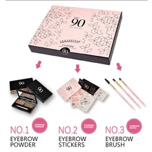Выглядеть живо 3 шт./компл. набор для макияжа бровей пудра для бровей наклейки для глаз кисточки для теней палитра теней для век для глаз стойкая оттенок Ручка косметика