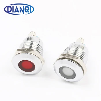 

LED Metal Indicator light Flat 12mm waterproof Signal lamp LIGHT 3V 6V 12V 24V 220V screw connect red yellow blue 12ZSD.T.L