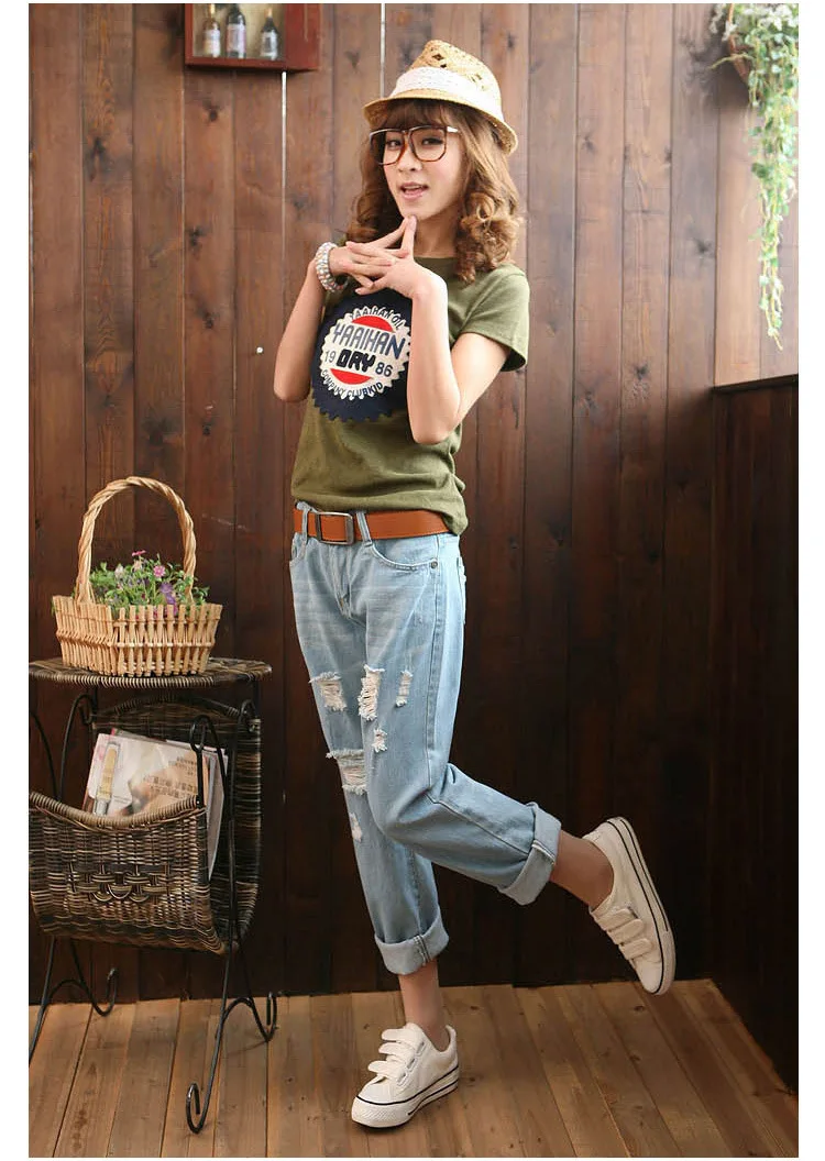 

New Large Size Women Summer Loose Jeans Female Ankle-length Mid Waist Washed Harem Pants Jeans