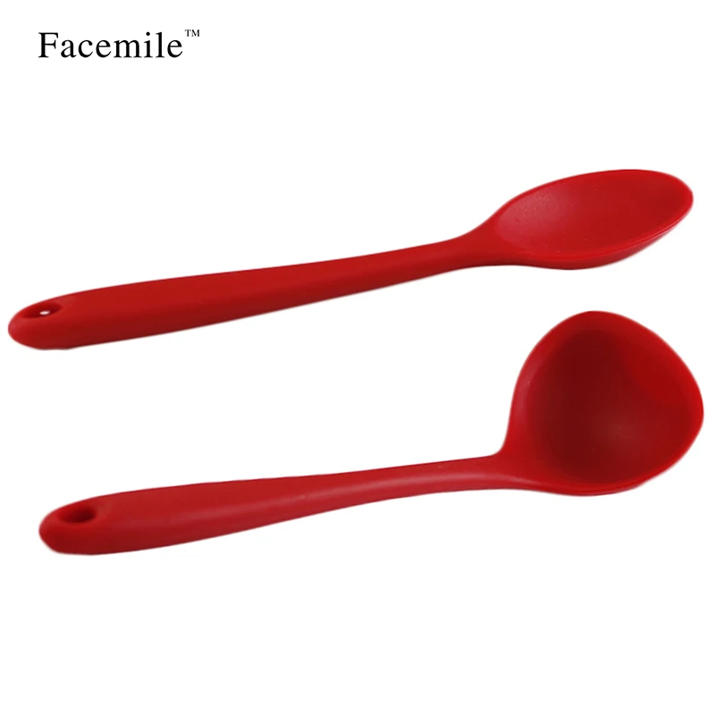 Gift Facemile 2PCS Solid Coating Kitchen Baking Cooking Silicone Mixing Spoon With Steel Core ZH010 Gift Facemile 2PCS Solid Coating Kitchen Baking Cooking Silicone Mixing Spoon With Steel Core ZH010