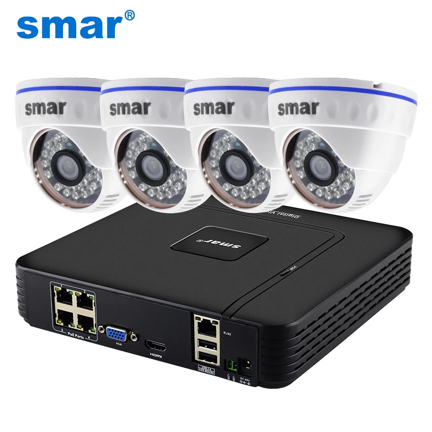 Система видеонаблюдения Smar Home 4 канала 1080P POE 48 В NVR 2 МП 20 кадров/с|Система