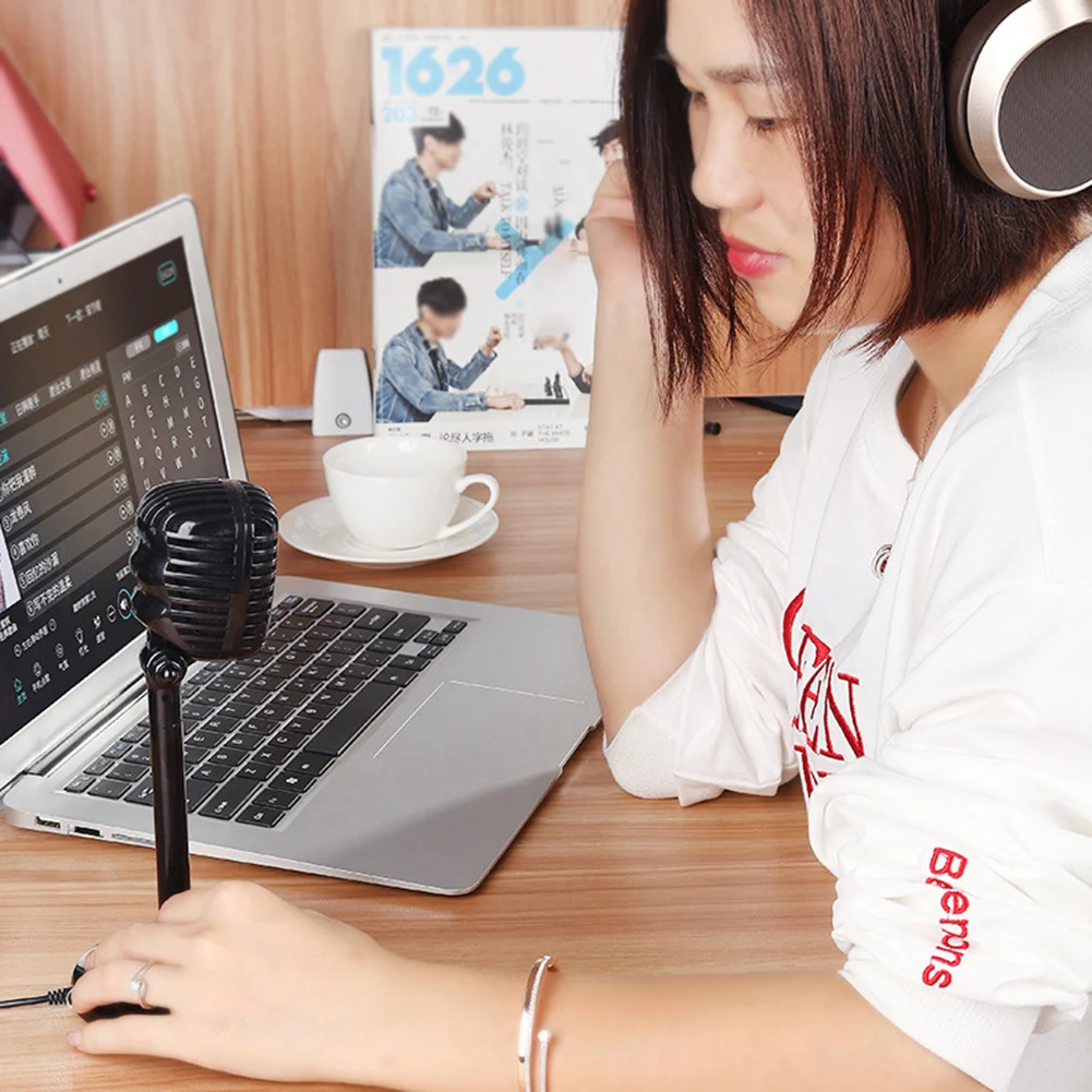 Универсальный USB 3,5 мм настольный микрофон в винтажном стиле, игровой микрофон для офиса, Новинка