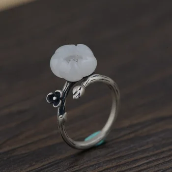 

S925 sterling silver style women's new inlaid natural stone ring