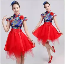 Cheap Chinese style Porcelain pattern modern dance costumes dresses yarn skirt China wind stage performance clothing Cheap Chinese style Porcelain pattern modern dance costumes dresses yarn skirt China wind stage performance clothing