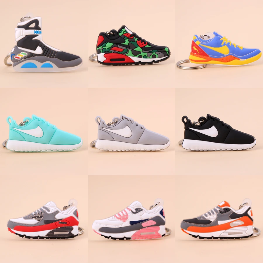 

Back To The Future II Glow In The Dark Air Mag Keychain Mini 90 Shoe Key Chain Woman Men Gift Sneaker Bryant KD 8 Key Ring