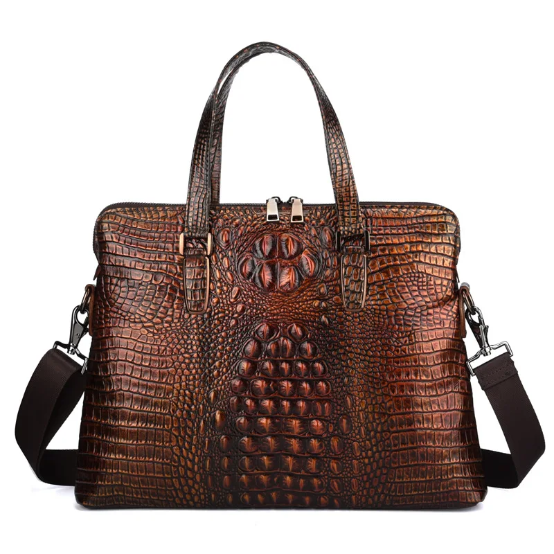 

Genuine Leather Men Briefcase Bolso Hombre Negocios Crocodile Leather Laptop Computer Bag Business Men Handbags Bolso Ordenador