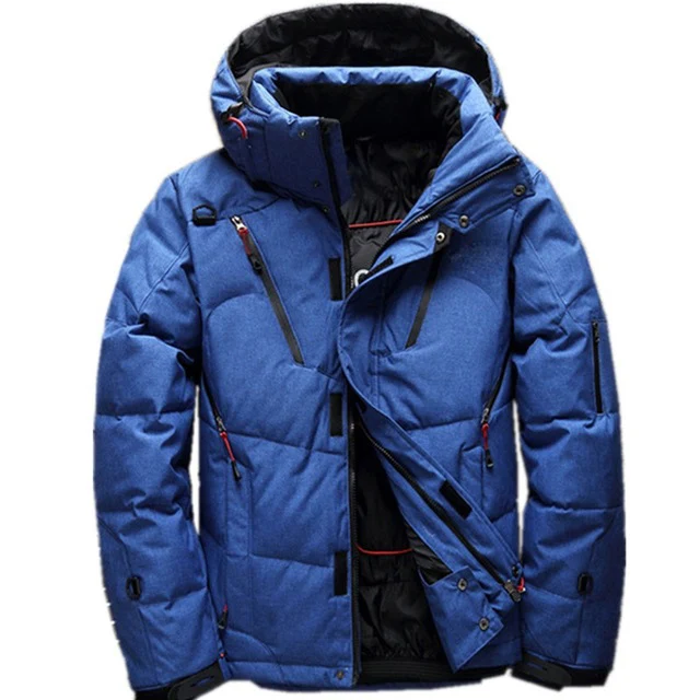 ABOORUN Winter Mens Fashion Down Coat Solid Thick Hooded Down Jackets Men's Casual Warm Coat Parkas
