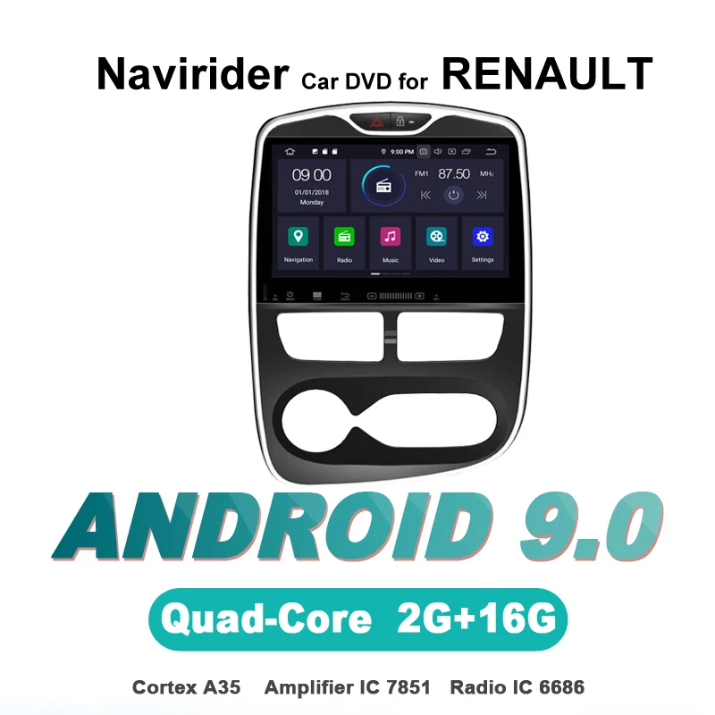ELANMEY Расширенный gps навигация для RENAULT CLIO автомобильные аксессуары android 9,0 Автомобильный мультимедийный Радио Стерео bluetooth устройство