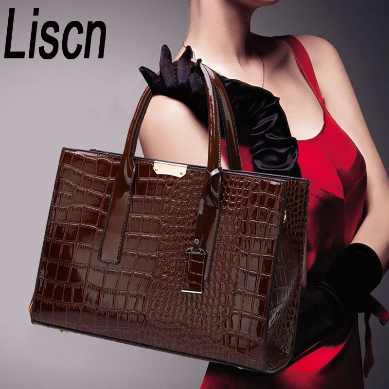 LISM Hot Sale! Lady PU Leather Shoulder Bag Elegant Luxury OL Lady Crocodile lady bag handbag messager bag Fashion Bags