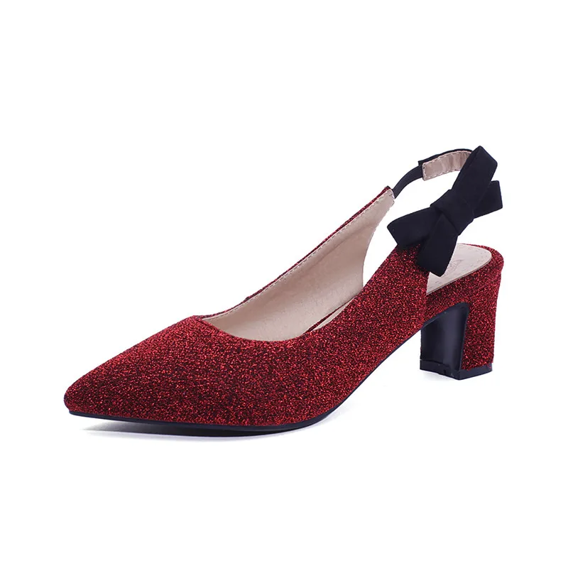 MORAZORA/ размера плюс 48 женские туфли-лодочки Разноцветные Летние туфли с острым носком туфли на высоком каблуке с бантом женские вечерние туфли Красного цвета