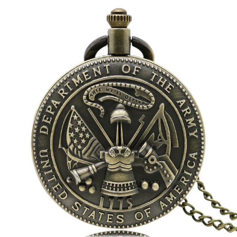 Retro Bronze U.S Department of The Army Navy Airforce Marine Corps Coast Guard 1790 Firefighter Pocket Watch Necklace Chain Gift 2018 (6)