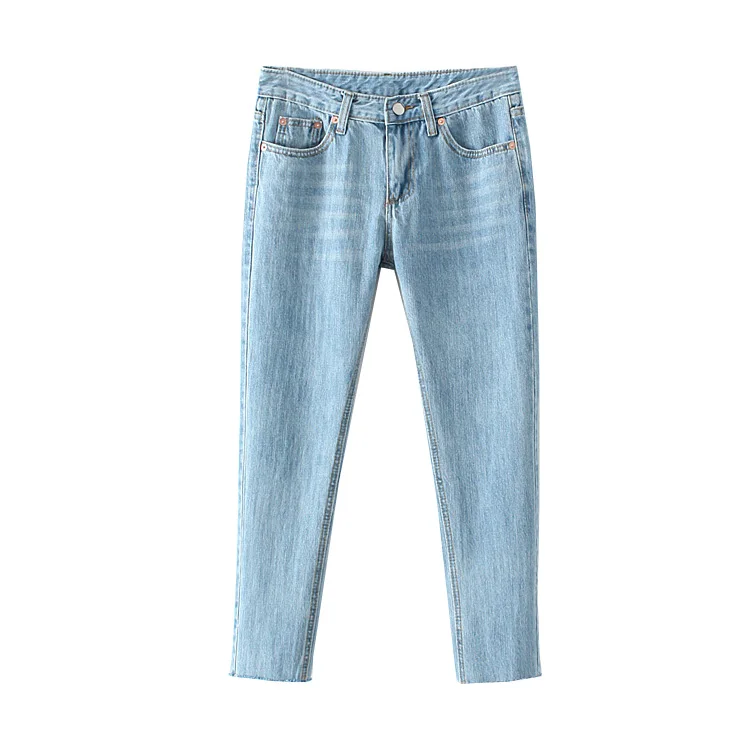 

In the spring of 2017 new women's fashion all-match wash old back holes in jeans pants nine